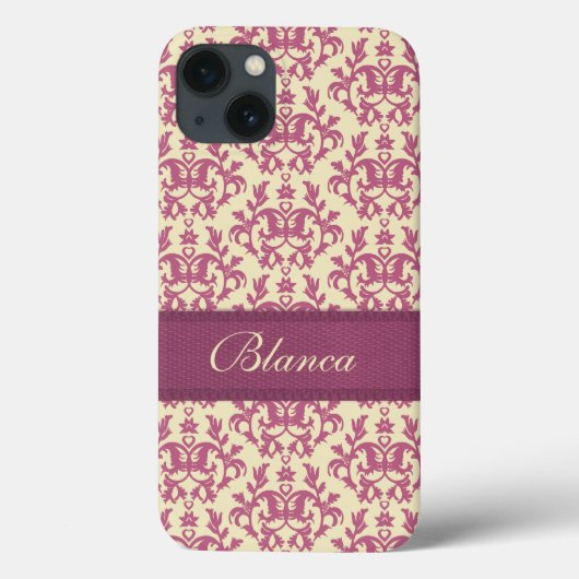 Botanique damas rose prune citron nom iphone coque (Verso)