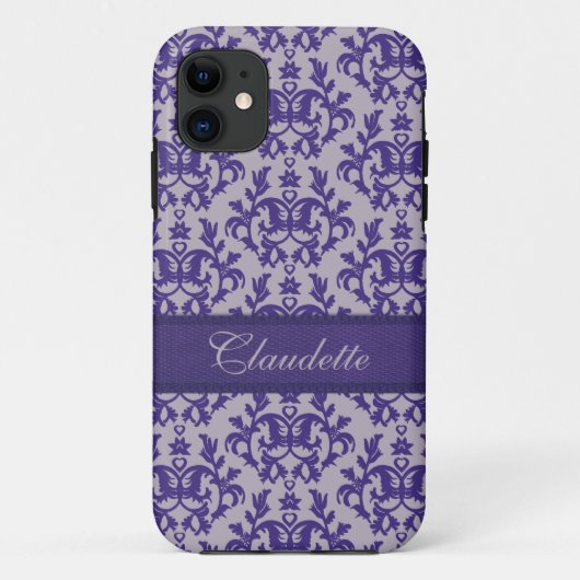 Botanique damassé violet gris iphone5 coque (Dos)