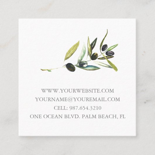 Botanique d'aquarelle Carte de visite unique (Devant)