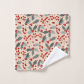 Botanique de Noël Holly Berry moderne (Gant de toilette)