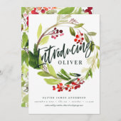 Botanique de Noël introduction faire-part de naiss (Devant / Derrière)