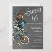 Botanique dorée avec Silver Sweet 16 Invitation (Devant)