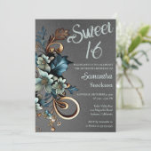Botanique dorée avec Silver Sweet 16 Invitation (Debout devant)