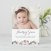 Botanique douce rose | Faire-part de naissance (Debout devant)