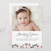 Botanique douce rose | Faire-part de naissance (Devant / Derrière)