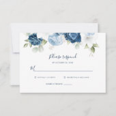 Botanique Dusty Bleu Floral Verdure Script RSVP (Devant)