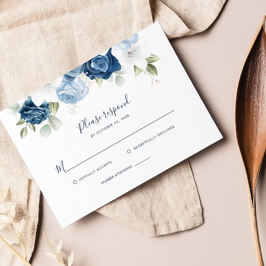 Botanique Dusty Bleu Floral Verdure Script RSVP