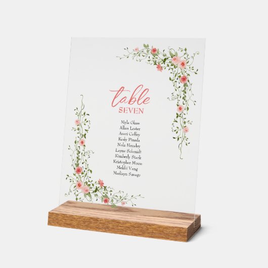 Botanique Elegant rose roses Script Mariage (Angle)
