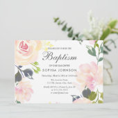 Botanique Élégante Florale Fille Invitation Baptêm (Debout devant)
