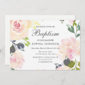 Botanique Élégante Florale Fille Invitation Baptêm (Devant / Derrière)