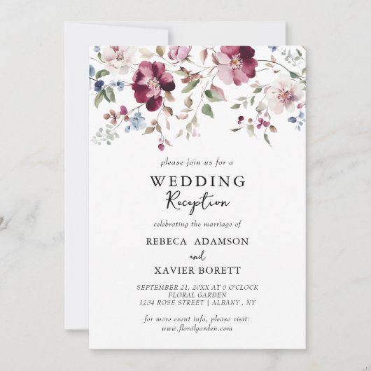 Botanique Élégante Réception de mariage Invitation (Devant)