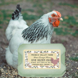 Botanique Étiquette de carton d'oeuf avec Hen et O