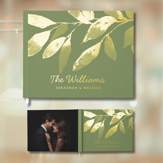 Botanique Feuille Sage Green Foil Livre d'invité P