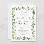 Botanique Feuille verte Bébé Brunch Invitation (Devant)