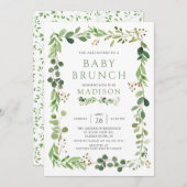 Botanique Feuille verte Bébé Brunch Invitation (Devant / Derrière)