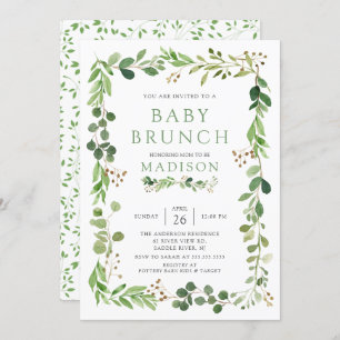 Botanique Feuille verte Bébé Brunch Invitation