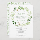 Botanique Feuille verte Bébé Brunch Invitation (Devant / Derrière)