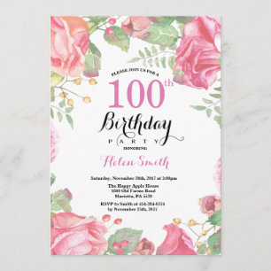 Botanique Floral 100e anniversaire Invitation