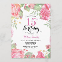 Botanique Floral 15e anniversaire Invitation