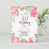 Botanique Floral 40e anniversaire Invitation (Debout devant)