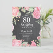 Botanique Floral 80e anniversaire Invitation (Debout devant)