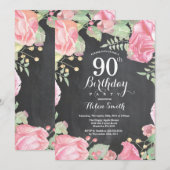 Botanique Florale 90e Invitation d'anniversaire (Devant / Derrière)