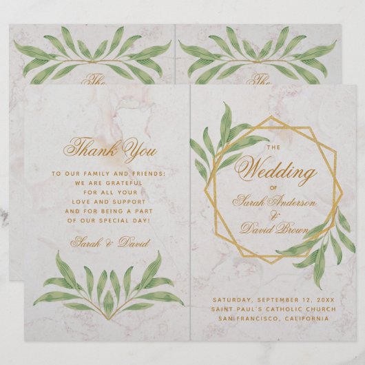 Botanique Géométrique Verdure Programme de mariage (Devant / Derrière)