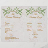 Botanique Géométrique Verdure Programme de mariage (Dos)