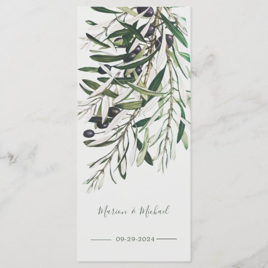 Botanique Italienne Branche d'Olivier Vert Menu Ma (Dos)