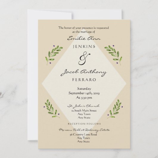 Botanique moderne Faire-part de mariage traditionn (Devant)