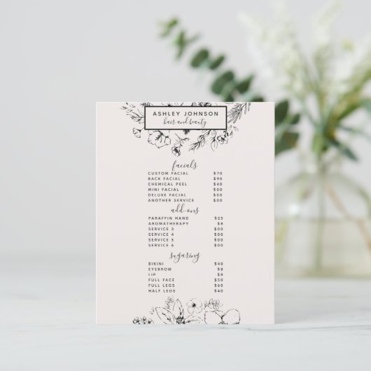 Botanique moderne Noir 3 Services Menu Spa (Debout devant)