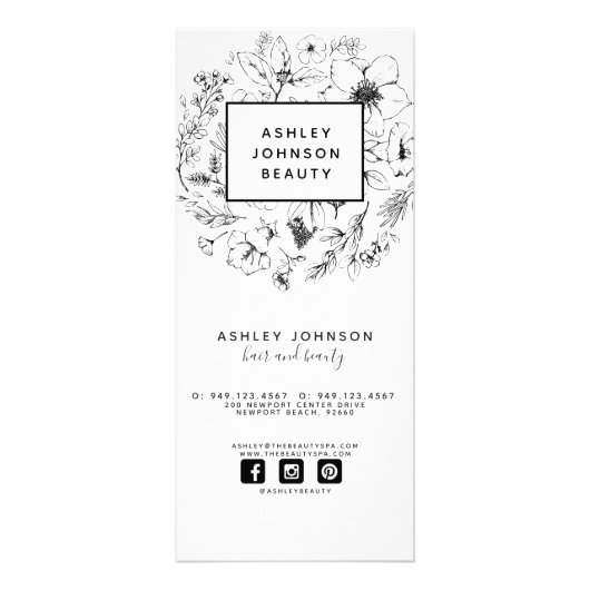 Botanique moderne noir blanc Spa 3 Services Menu 2 (Dos)