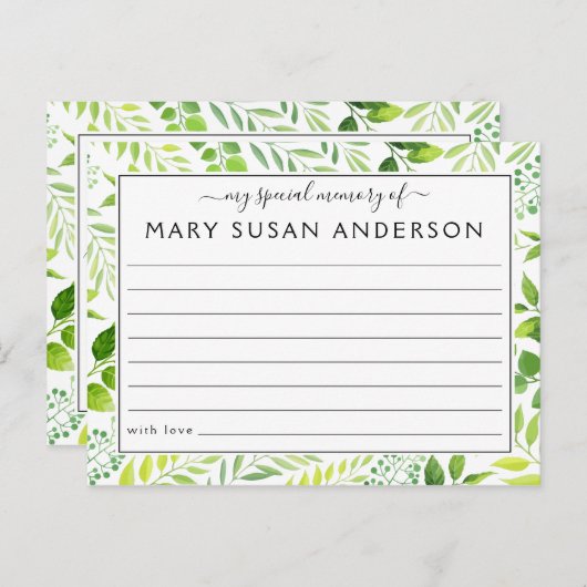 Botanique Partager une carte d'assiduité funéraire (Devant / Derrière)