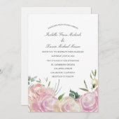 Botanique rose| Faire-part de mariage (Devant / Derrière)