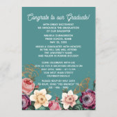 Botanique rose Floral Boho Faire-part de graduatio (Dos)