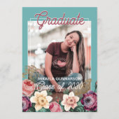 Botanique rose Floral Boho Faire-part de graduatio (Devant)
