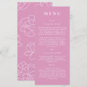 Botanique rose moderne Menu Mariage (Devant / Derrière)