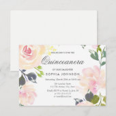 Botanique Rose Quinceanera Invitation (Devant / Derrière)
