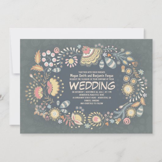 Botanique Rustique Floral Wedding Invitations (Devant)