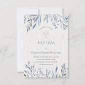 botanique rustique invitation baptême (Devant)