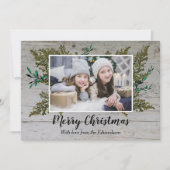 Botanique rustique Joyeux carte photo de Noël (Devant)
