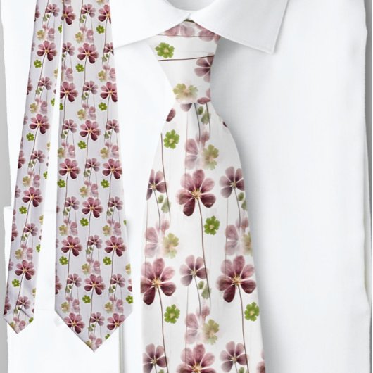 Botanique Shamrock de verdure rose | Cravate