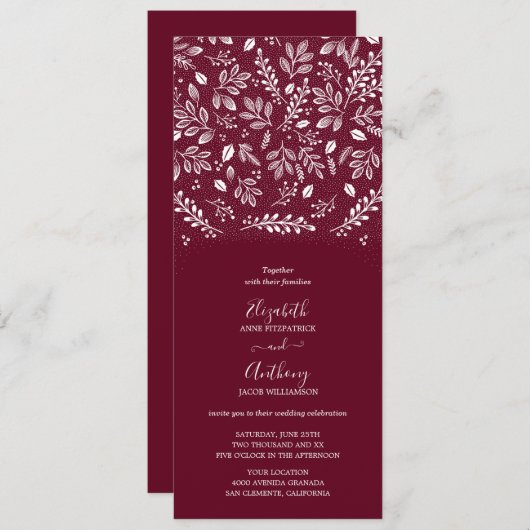 Botanique Tout en un Faire-part de mariage Bourgog (Devant / Derrière)