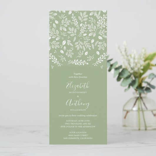 Botanique Tout En Un Sage Faire-part de mariage Ve (Debout devant)