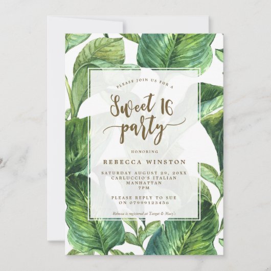 botanique tropical feuille doux 16 invitation de f (Devant)