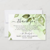 Botanique Verdure Funéraire Carte de remerciements (Devant)