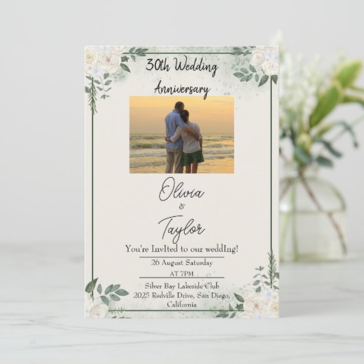 Botanique Verdure Mariage Anniversaire Invitations (Debout devant)