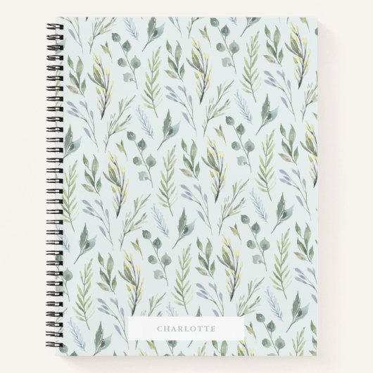 Botanique Vert aquarelle Florales Carnet spiral (Devant)