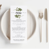 Botanique Vert Feuille Menu Mariage