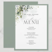 Botanique Vert Floral Aquarelle Menu Mariage (Devant / Derrière)